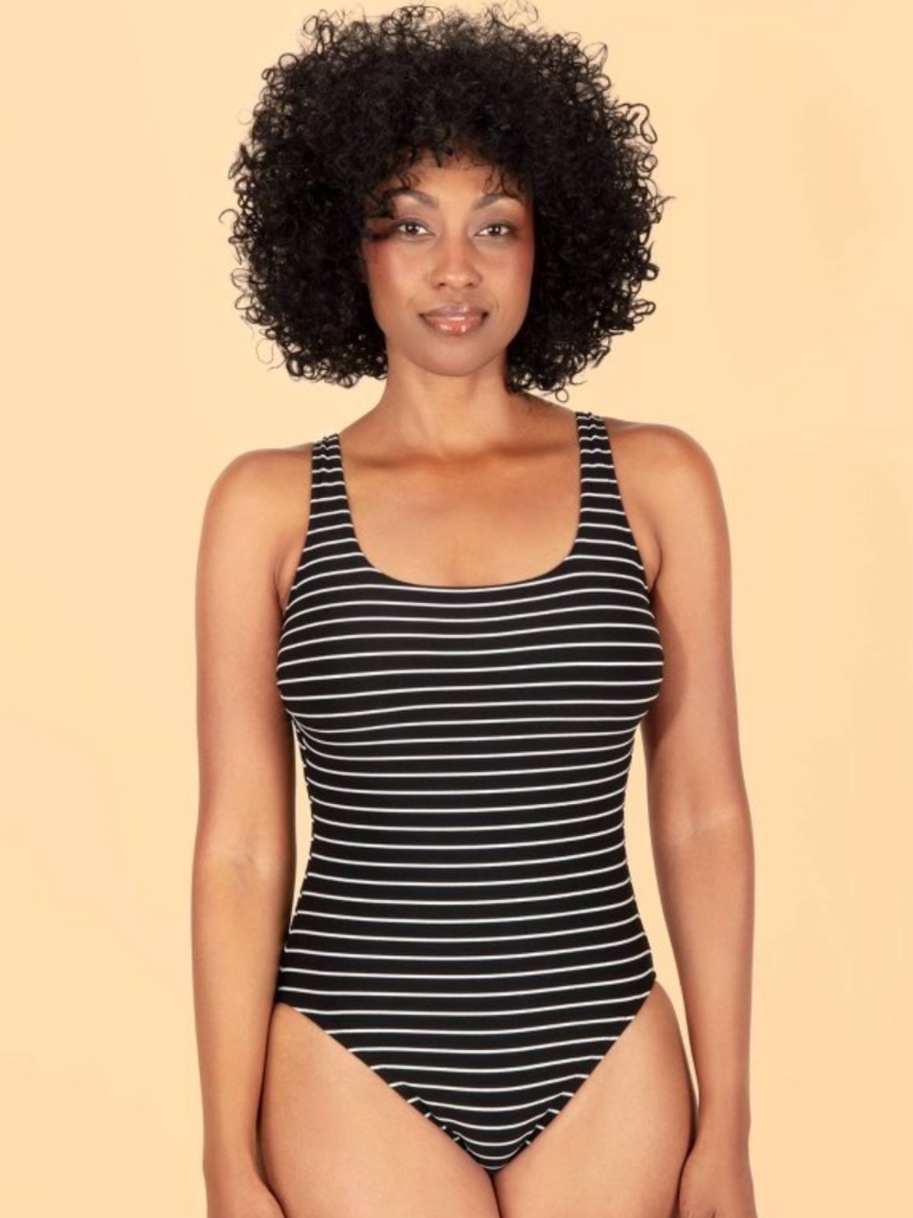 NWT Striped Black & White One-Piece Swimsuit